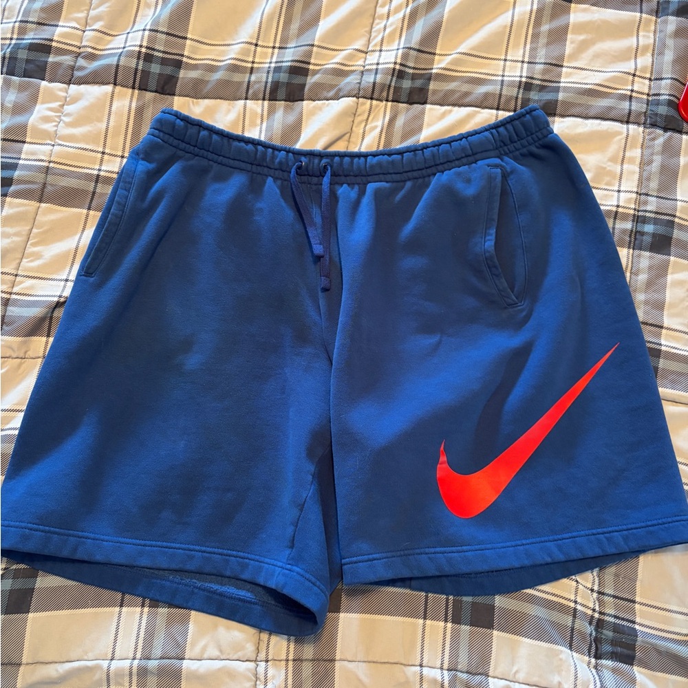 Nike Athletic Shorts in Blue with Red Logo